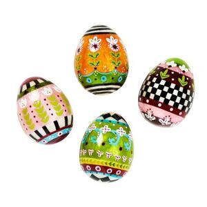 MacKenzie-Childs Calico Assorted Eggs Set of 4  Easter Collection NEW